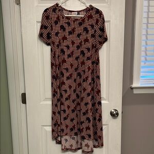 LuLaRoe Red and Black Checkered High-Low Dress